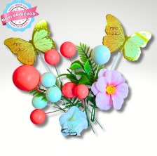 Torta Dekor Set Za Dekoraciju - Baloni SET 03 (Pink-Beli + Leptiri)